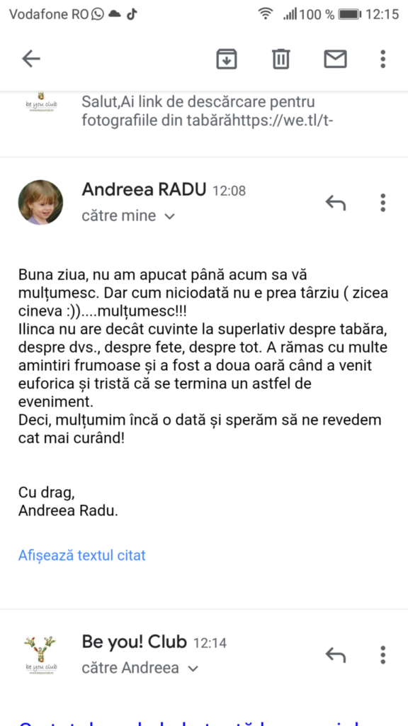 Recenzie tabără Brasov Be You Club București