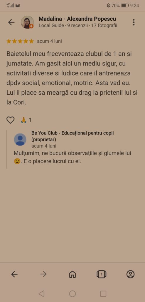 Recenzie Cori Alexandrescu Be You club de dezvoltare personală in Bucuresti Tineretului